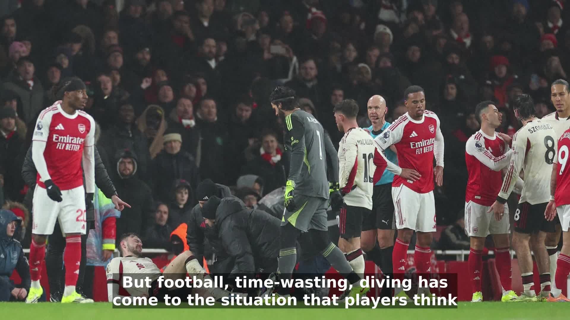 nice-guy-but-contentious-incident-mikel-arteta-and-arne-slot-have-their-say-on-gabriel-martinellis-shove-on-the-injured-conor-bradley